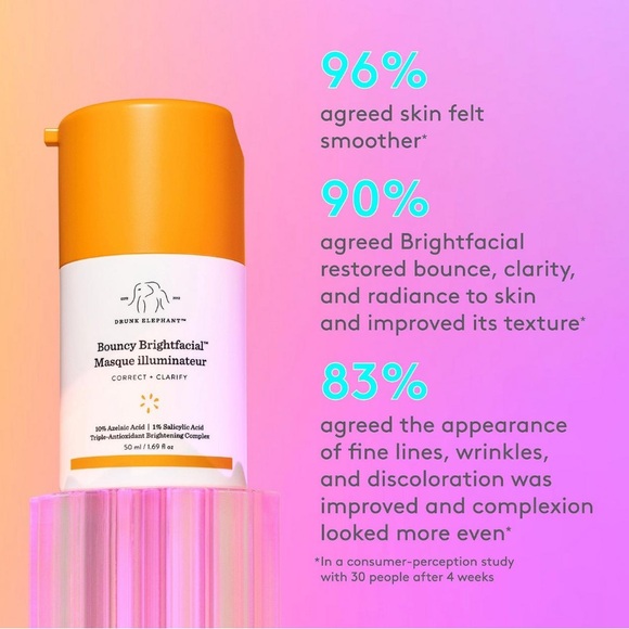 ONLY 1! Drunk Elephant Bouncy Brightfacial Brightening Mask 🐘 NEW IN BOX - Picture 3 of 11